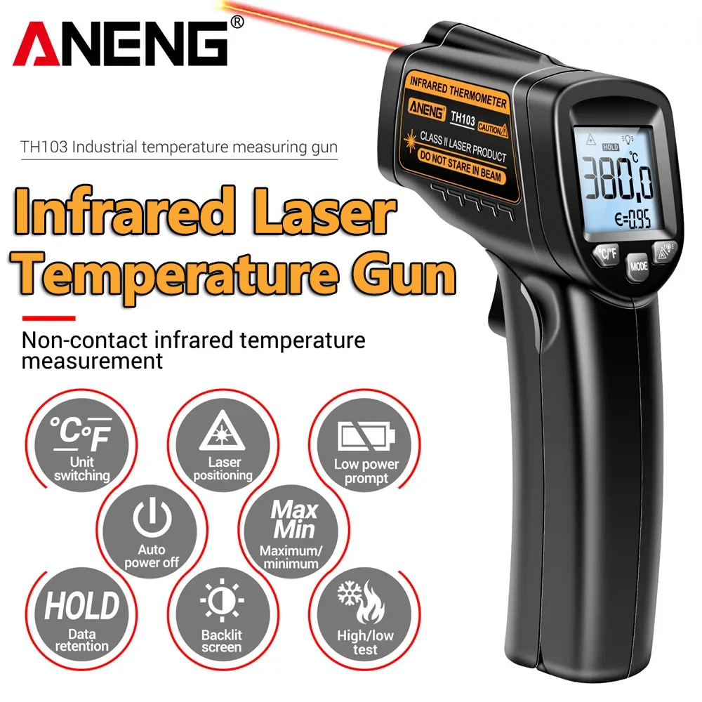 Industrial Laser Thermometer Gun - مسدس قياس درجة الحرارة بالأشعة تحت