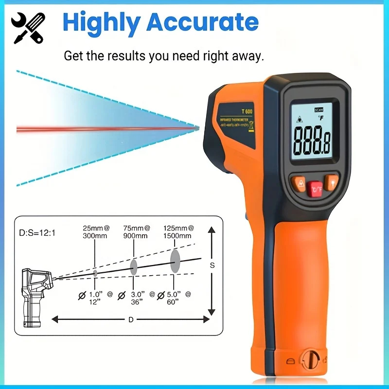 Industrial Laser Temperature Sensor - ترمومتر رقمي بالأشعة تحت الحمراء مع