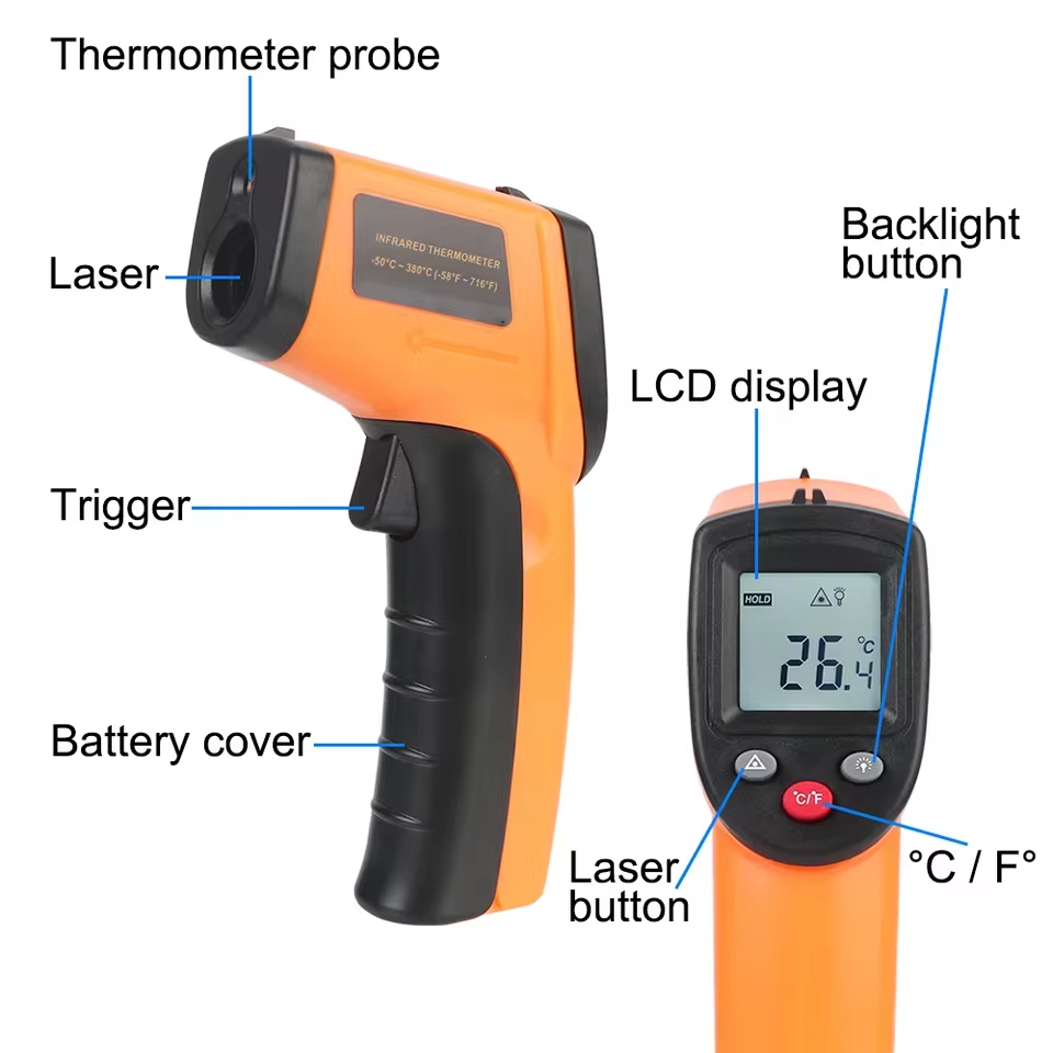 جهاز قياس الحرارة الرقمي بالأش - مراجعة Industrial Laser Thermometer Gun وسعره