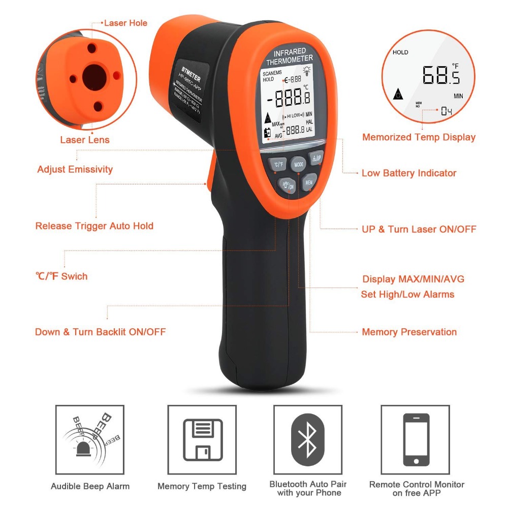 جهاز قياس الحرارة الرقمي BTMET - مراجعة Industrial Laser Thermometer Gun وسعره
